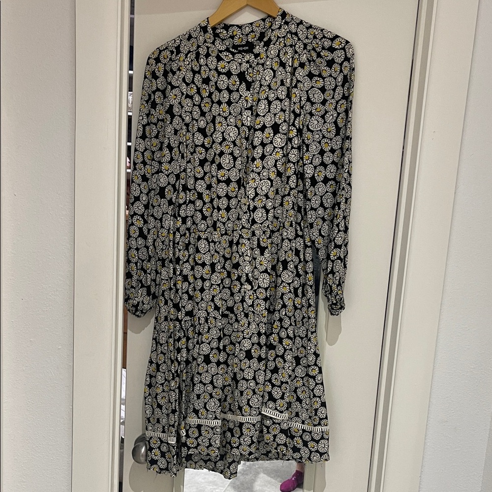 ME+EM Black and Gold Patterned Long Sleeve Dress